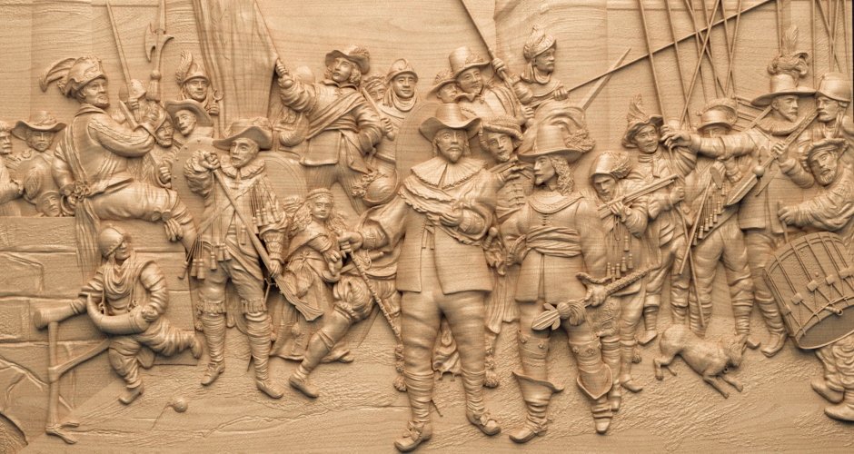 Bas-relief The Night Watch  after Rembrandt van Rijn  CNC 3D model - Dreameks